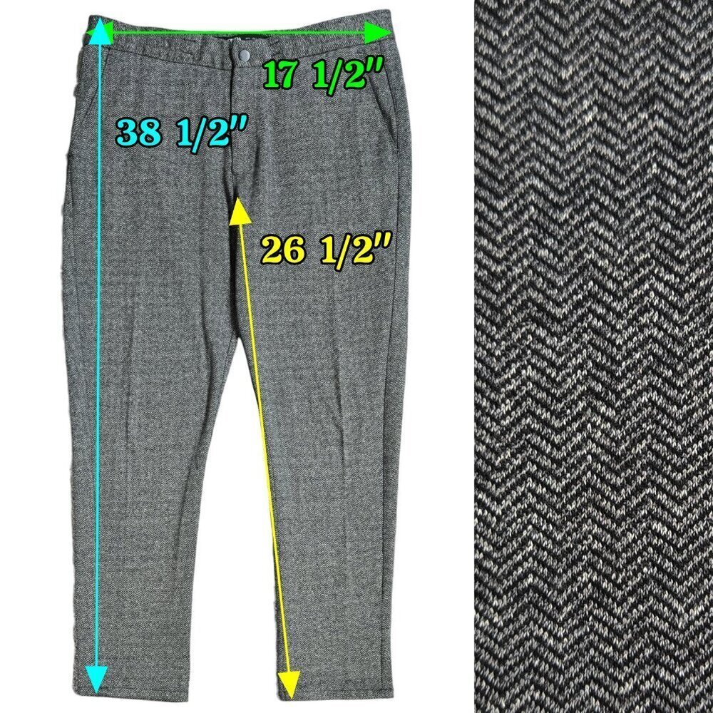 Zara Gray Herringbone Inner Drawstring Ankle Trou… - image 2